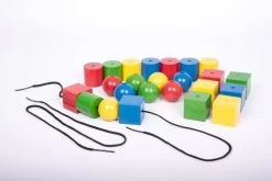 EDX Education 53365 Riesige Fadenperlen Aus Holz (24-teilig)