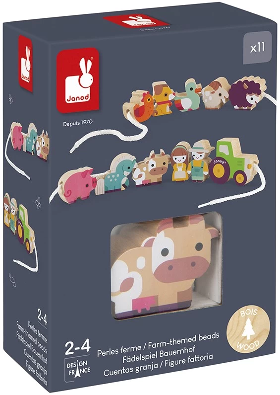 Janod Fädelspiel "Bauernhof" 11 Teile (Holz) 4 Janod Fädelspiel "Bauernhof" 11 Teile (Holz) – Bild 2