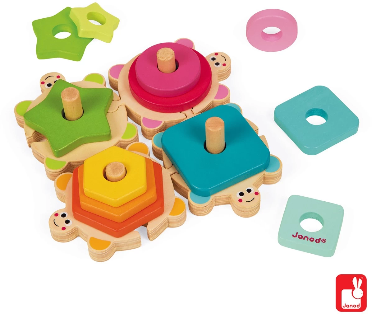 Janod Holz-Steckpuzzle Schildkröten 4 Janod Holz-Steckpuzzle Schildkröten – Bild 2