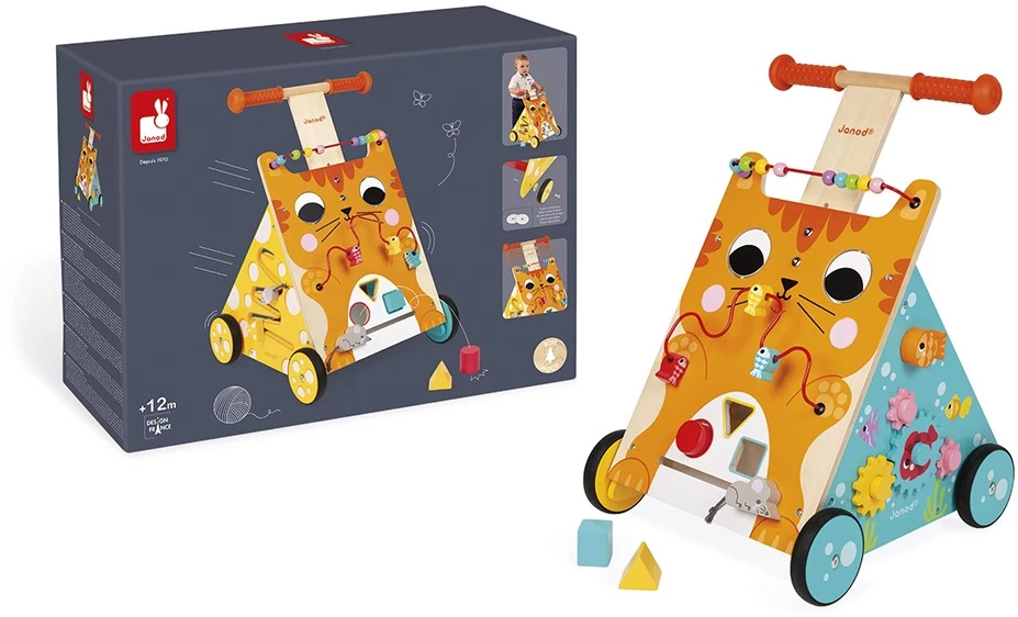 Janod Baby Lauflernhilfe ‘Katze’ - Holzspielzeug, Laufwagen Für Draußen - Baby Walker Mit Bremse Und Höhenverstellbarem Griff - Spielend Laufen Lernen - Ab 12 Monaten, J08005 5 Janod Baby Lauflernhilfe ‘Katze’ - Holzspielzeug, Laufwagen Für Draußen - Baby Walker Mit Bremse Und Höhenverstellbarem Griff - Spielend Laufen Lernen - Ab 12 Monaten, J08005 – Bild 3
