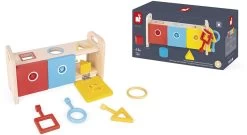 Janod - Essentiel - Der Schlüsselkasten - 2-in-1 Lernspiel Aus Holz Babys Und Kleinkinder - Erlernen Von Formen Und Farben Und Feinmotorik - Farbe Auf Wasserbasis - Ab 18 Monaten, J05065 -Kinder Welt Verkauf janod essentiel der schluesselkasten 2 in 1 lernspiel aus holz babys und kleinkinder erlernen von formen und farben und feinmotorik farbe auf wasserbasis ab 18 monaten j05065 3