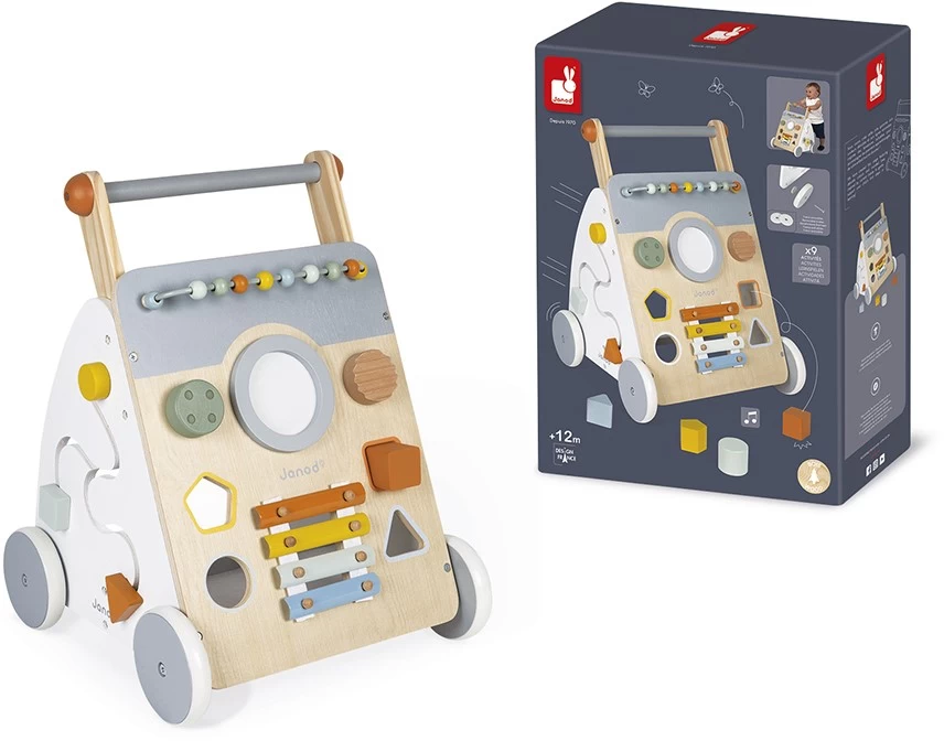 Janod J04410 Holzwagen Mit Mehreren Sweet Cocoon Collection-9 Aktivitäten-Wasserfarbenes Spielzeug Für Kinder Jungen Laufen Lernen-Stille Räder-Ab 1 Jahr 4 Janod J04410 Holzwagen Mit Mehreren Sweet Cocoon Collection-9 Aktivitäten-Wasserfarbenes Spielzeug Für Kinder Jungen Laufen Lernen-Stille Räder-Ab 1 Jahr – Bild 2