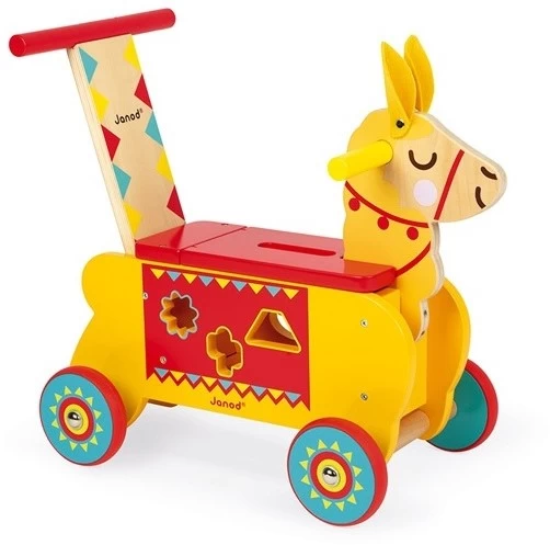 Janod J08004 Lama-Reittier Aus Holz Für Kinder, Leise Räder, Staufach Und 6 Klötze, Gleichgewicht Lernen, Für Kinder Ab 1 Jahr, Gelb Und Rot 3 Janod J08004 Lama-Reittier Aus Holz Für Kinder, Leise Räder, Staufach Und 6 Klötze, Gleichgewicht Lernen, Für Kinder Ab 1 Jahr, Gelb Und Rot