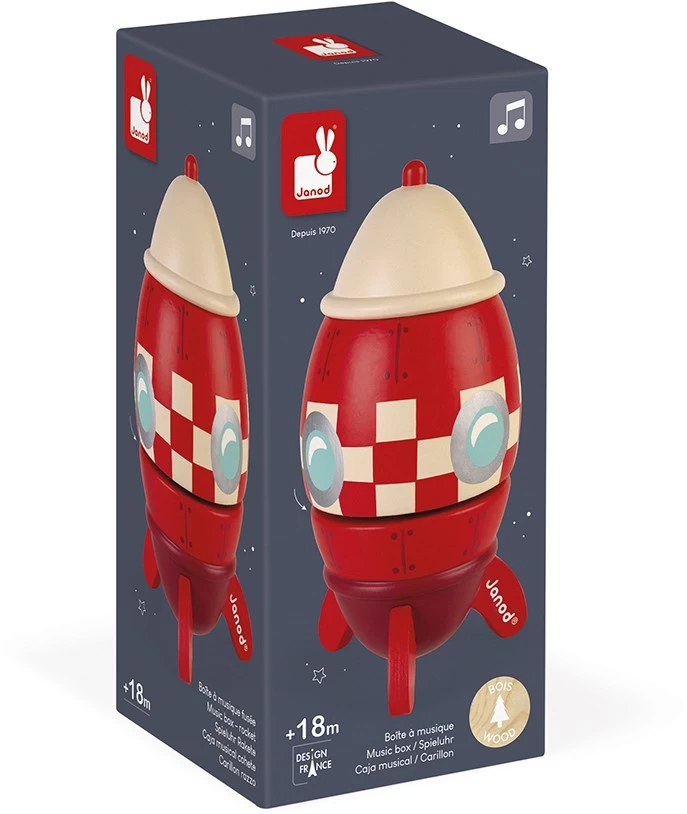 Janod - Raketen-Spieldose Aus Holz - Kinderzimmer-Deko - Ab 18 Monaten, J04675 4 Janod - Raketen-Spieldose Aus Holz - Kinderzimmer-Deko - Ab 18 Monaten, J04675 – Bild 2