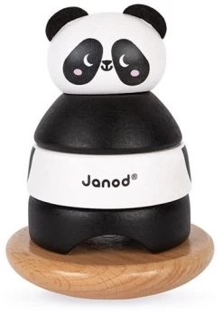 Janod - Stehaufpanda Aus Massivholz - Kleinkindspielzeug Handhabung Und Stecken - Farbe Auf Wasserbasis - Ab 1 Jahr, J08188