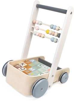 Janod - Sweet Cocoon ABC Buggy - Baby Lauflernwagen Aus Holz Mit 20 Alphabet Bausteinen Mit Zahlen + Abakus - Farben Auf Wasserbasis - Ab 1 Jahr, J04408 -Kinder Welt Verkauf janod sweet cocoon abc buggy baby lauflernwagen aus holz mit 20 alphabet bausteinen mit zahlen plus abakus farben auf wasserbasis ab 1 jahr j04408 3