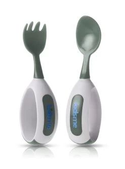 KidsMe Kleinkind Löffel & Gabel Set-Grau Blisterkarte