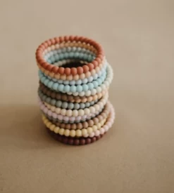 MUSHIE - SILIKON-ARMBAND(3er-Pack)lila/cyan/zarter Pfirsich -Kinder Welt Verkauf mushie silikon armband 3er pack lila cyan zarter pfirsich 2