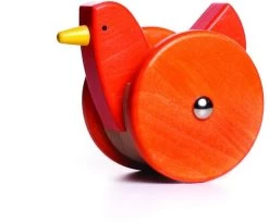 Nachziehtier Ziehtier Holzspielzeug Motorikspielzeug - Wippendes Huhn Blau