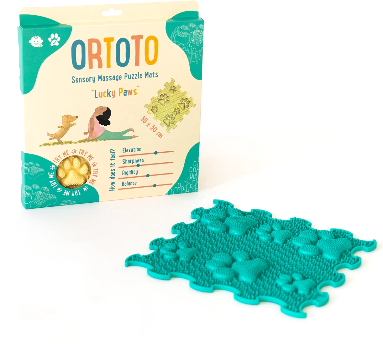 Ortoto Sensory Massage Puzzle Matte Lucky Paws Seetürkis 4 Ortoto Sensory Massage Puzzle Matte Lucky Paws Seetürkis – Bild 2