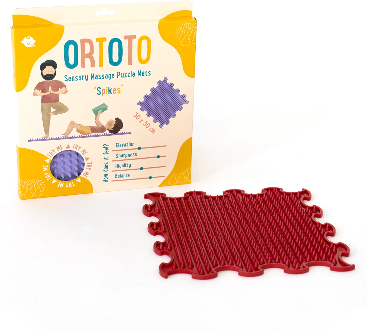 Ortoto Sensory Massage Puzzle Matte Spikes Erdbeerrot 4 Ortoto Sensory Massage Puzzle Matte Spikes Erdbeerrot – Bild 2