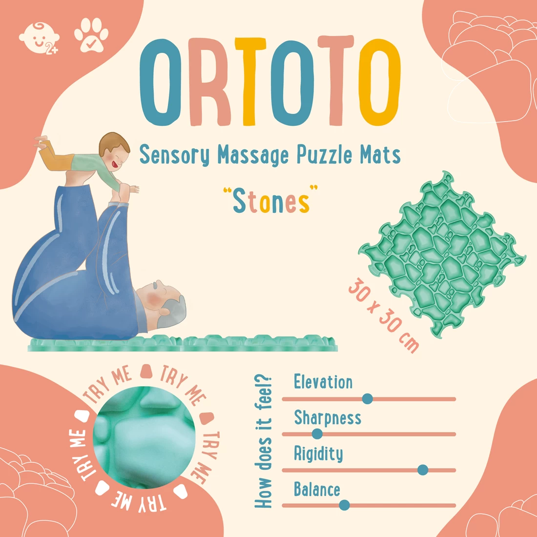 Ortoto Sensory Massage Puzzle Matte Stones Mitternachtsgrün 4 Ortoto Sensory Massage Puzzle Matte Stones Mitternachtsgrün – Bild 2