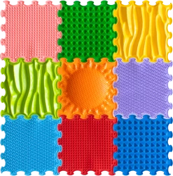 Ortoto Sensory Massage Puzzle Matten Set Stimulative Regenbogen 9 Stück