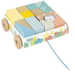 Janod Pure Nachziehwagen Mit Steinen (16 Stück)