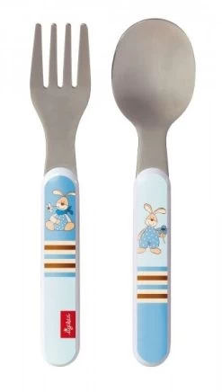 SIGIKID 24874 Kinder-Besteck Semmel Bunny Mädchen Und Jungen Besteckset Gabel&Löffel Empfohlen Ab Geburt Blau
