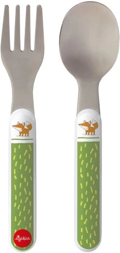 SIGIKID 25082 Kinder-Besteck Forest Fox Mädchen Und Jungen Besteckset Gabel&Löffel Empfohlen Ab Geburt Grün