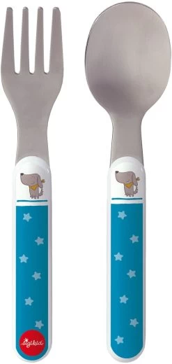 SIGIKID 25084 Kinder-Besteck Hügge Hug Mädchen Und Jungen Besteckset Gabel&Löffel Empfohlen Ab Geburt Blau/weiß